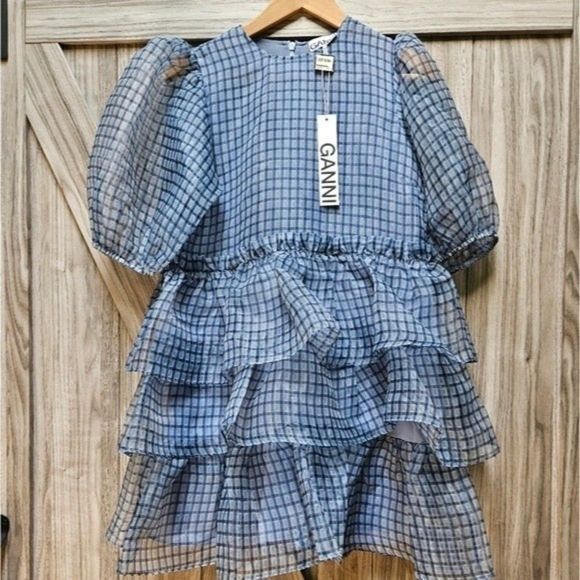 GANNI Organza Boho Mini Dress - Picture 8 of 16